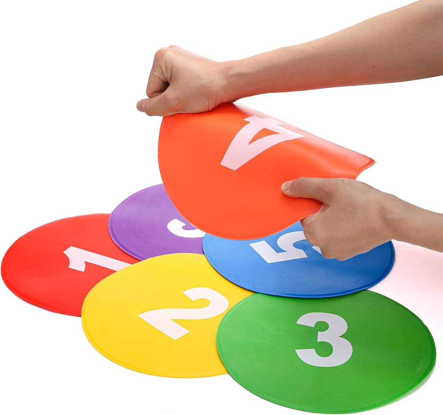 Okllen 24 Pack Poly Vinyl Spot Markers, 9 Inch Floor Dots Non-Slip Rubber Agility Dots, Flat Field Cones Circles for Training, Exercise Drills, Gym, Football, Basketball, 6 Colors