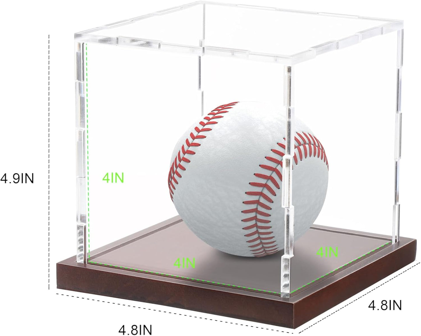 Clear Acrylic Display Box Showcase for Baseball,Acrylic Display Case with Solid Built-in Wooden Base(4x4x4 inch; 10x10x10 cm)