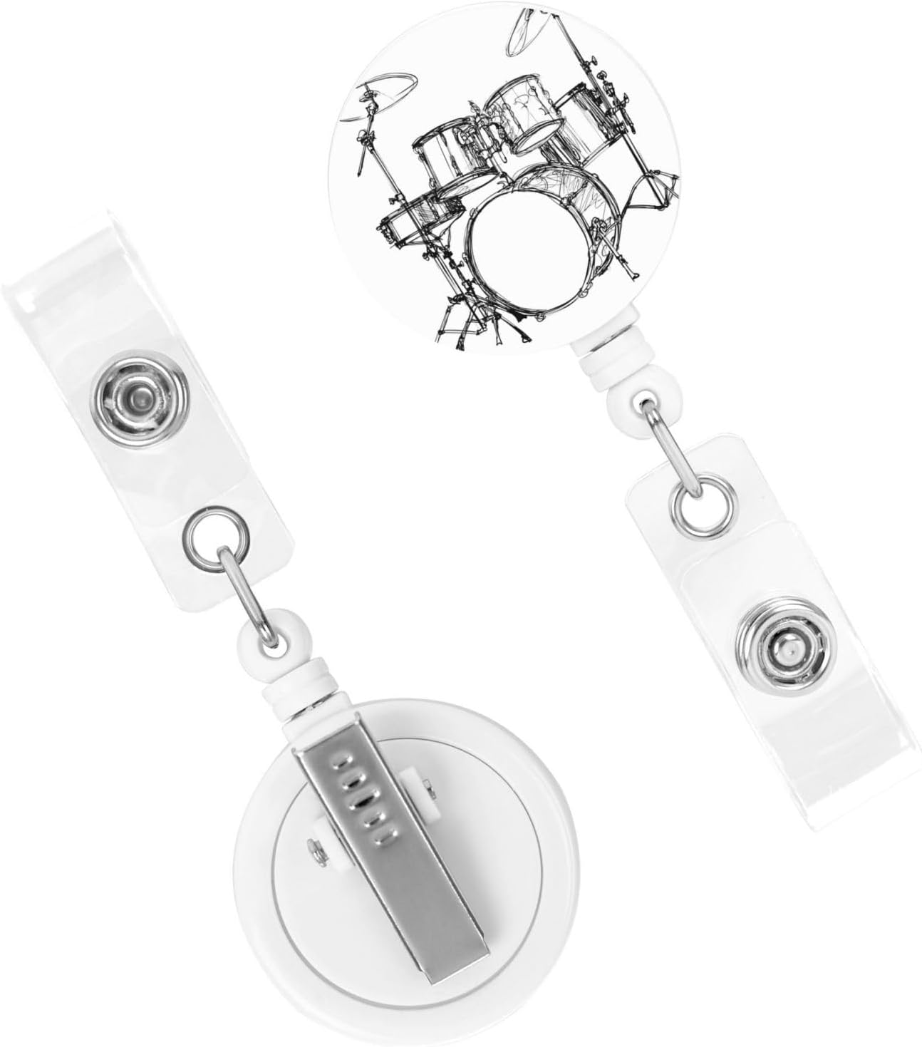 Music Drum Rock Jazz Badge Reels Retractable Badge Holder with Clip for Id Name Tag Office Worker Student Teacher Nurse Doctor