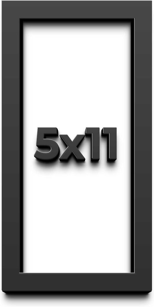 5x11 Shadow Box Black Solid Wood Display Frame with White Acid-Free Backing UV Acrylic & Hanging Hardware - with 3/4" Usable Depth
