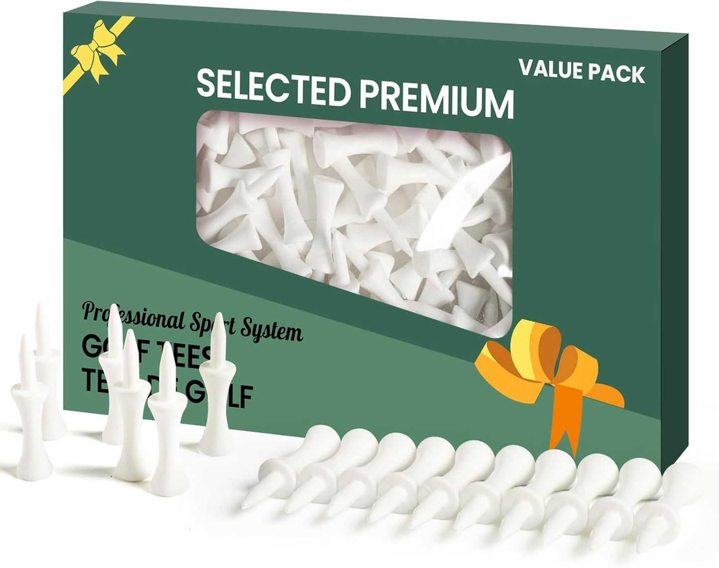 Plastic Golf Castle Tees Step Down Value 200 Count, Unbreakable Mixed or Same Height 1, 1 1/4, 2 3/4, 2 1/4, 2, 1 3/4, 1 1/2 Inch Length Colorful Pack for Practice