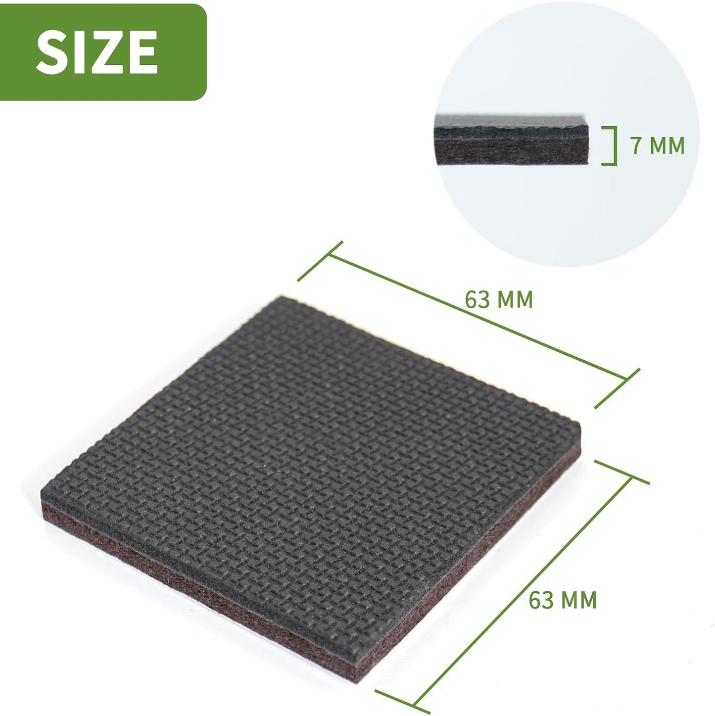 Non Slip Furniture Pads 16 PCS 2 1/2'' Square - Anti Slip Furniture Pads - Self Adhesive Rubber Feet Furniture Feet - Chair Leg Floor Protectors - Keep Furniture in Place
