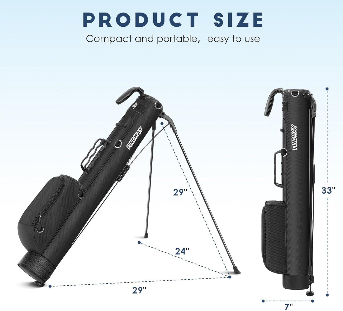 Findway Golf Stand Bag, Par 3 Golf Bag Pitch n Putt Small Golf Bag with Ball Holder and Cooler Bag, Lightweight Golf Carry Bag for Men Women
