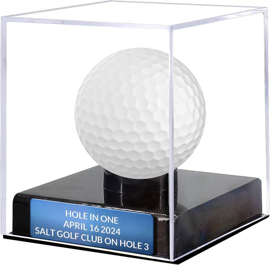 Custom Golf Ball Display Case Acrylic Golf Ball Holder Case Laser Engraved Plaque Showcase Your Cherished Golf Ball Memorabilia (Sapphire Blue)