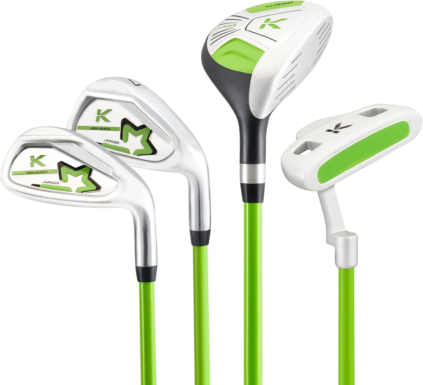 KVV Junior Complete Golf Club Set for Kids/Children Right Hand, Includes Oversize Driver, Irons, Putter, Head Cover, Portable Golf Stand Bag