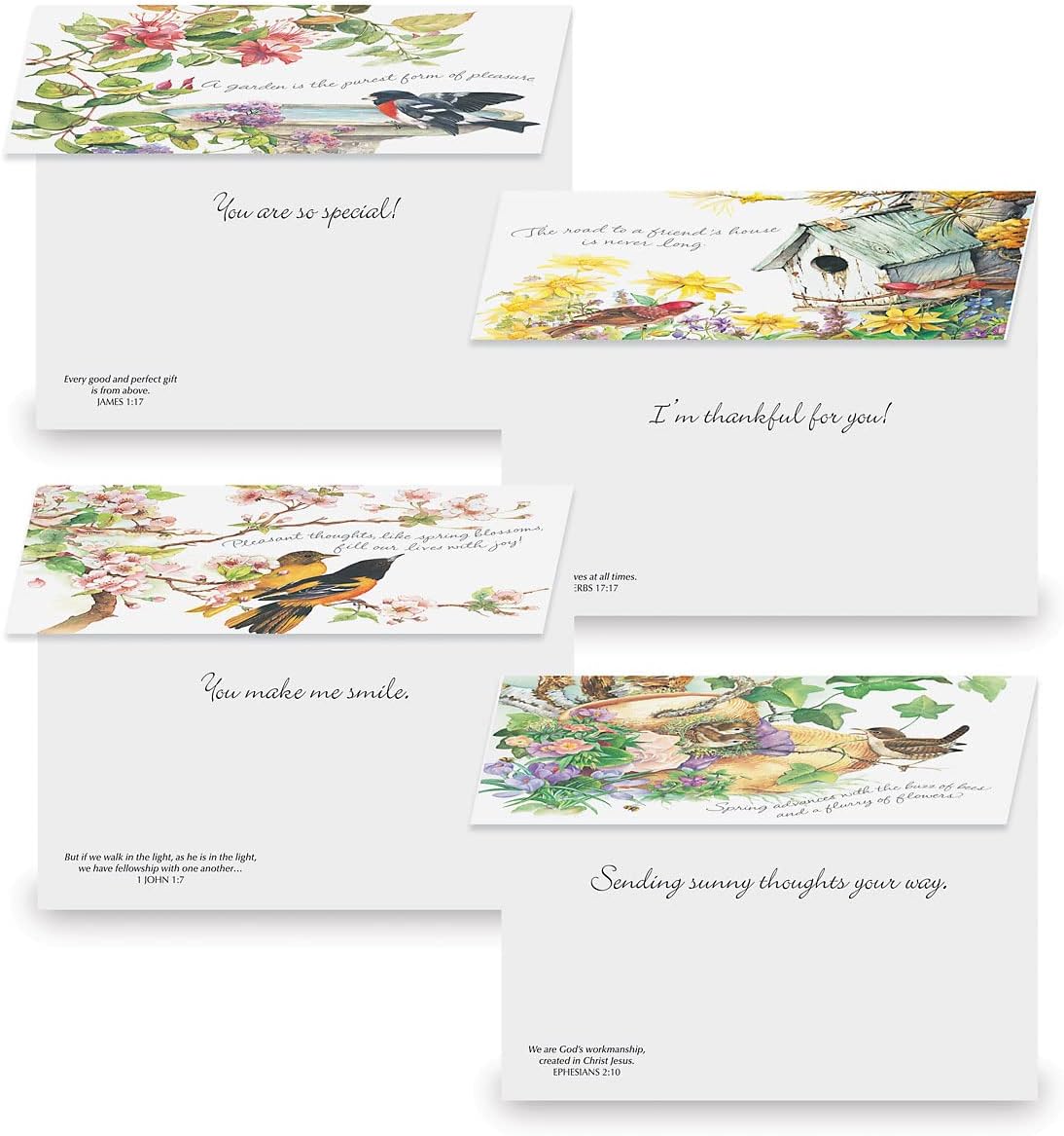 Current Nature's Serenade Religious Thinking of You Friendship Greeting Card Set - Value Pack of 20 Cards With White Envelopes for Friends & Family, 10 Designs, Large 5" x 7" Assortment
