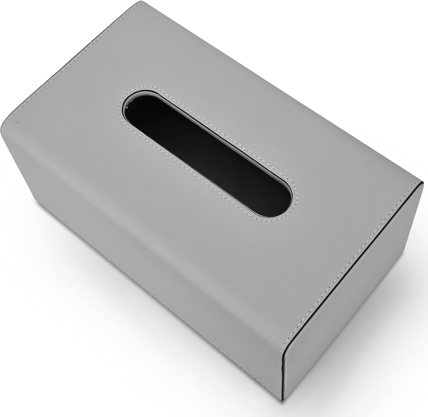 KINGFOM Tissue Box Cover, PU Leather Rectangular Tissue Box Holder with Magnetic Bottom Cover for Facial Tissues/Napkins, Office & Living Room Decor Box (Gray)