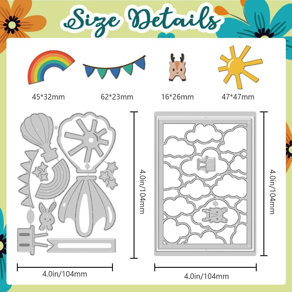 Cloud Background Cutting Dies Hot Air Balloon Card Making Die Cut Carbon Steel Die Cuts Stencils Card Scrapbooking Embossing Template for DIY Paper Craft Making Album Gift Invitation Decor