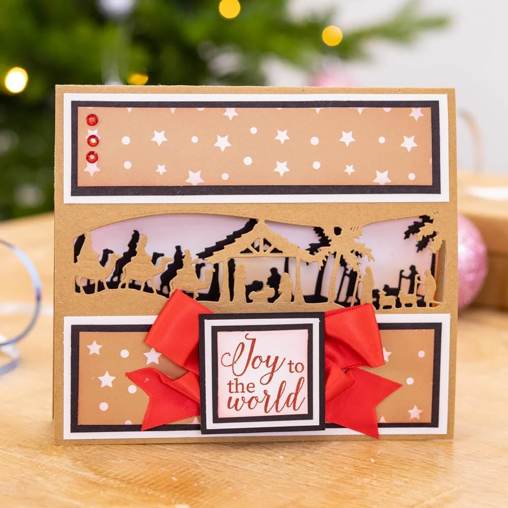 Lapoo Cutting Die for Scrapbooking, 3D Backgrounds Frame New Cutting Dies DIY Album Card Making Decor Paper Craft Metal Die Cuts Party Decorations (Starry Night Journey 6.2 x 1.7 in)