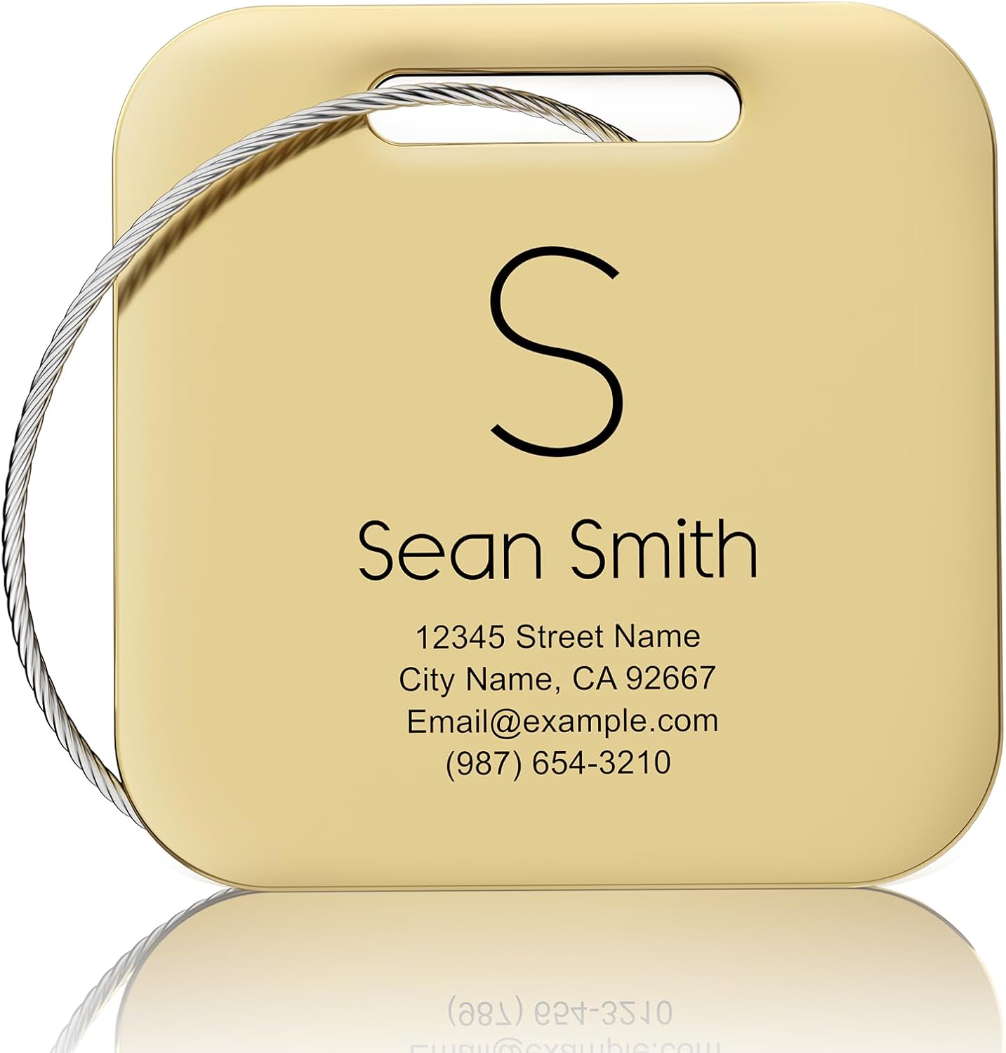 Personalized Engraved Gold Metal Luggage Tags for Suitcase - Custom Name Tags for Bags and Backpacks (10 Pack)