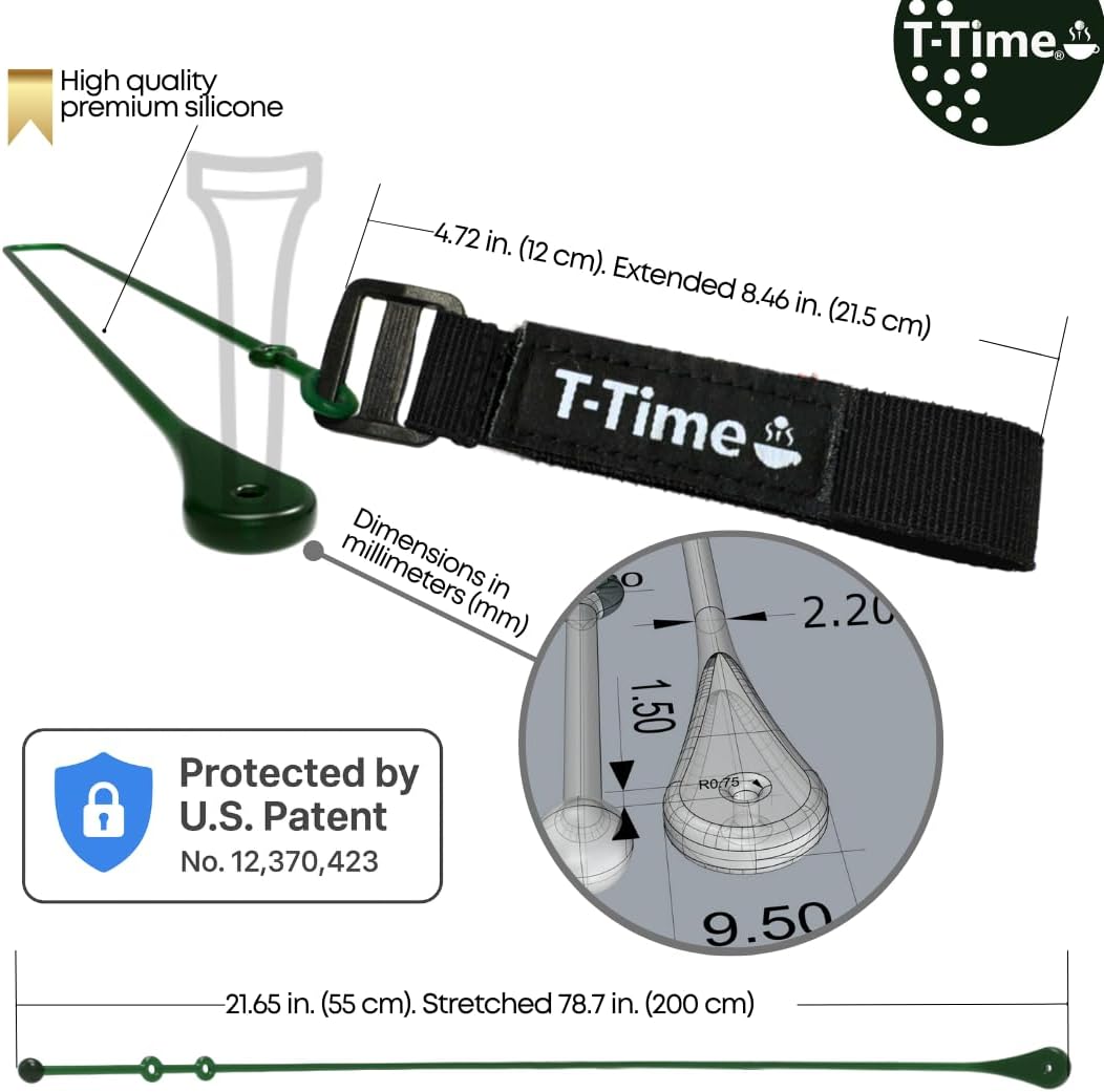 T-Time® Golf Tee Anchor Leash for Driving Range & Simulator Practice, New 2025 Improved Design, Indoor/Outdoor Use.
