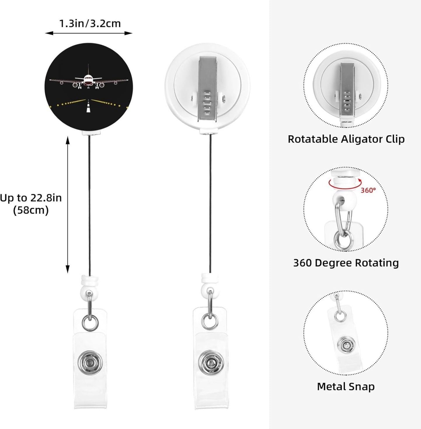 Airplane Aircraft Badge Reels Retractable Badge Holder with Clip for Id Name Tag Office Worker Student Teacher Nurse Doctor