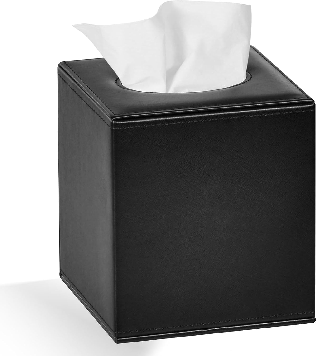 Tissue Box Cover Square Tissue Box Holder for Bathroom (Black)