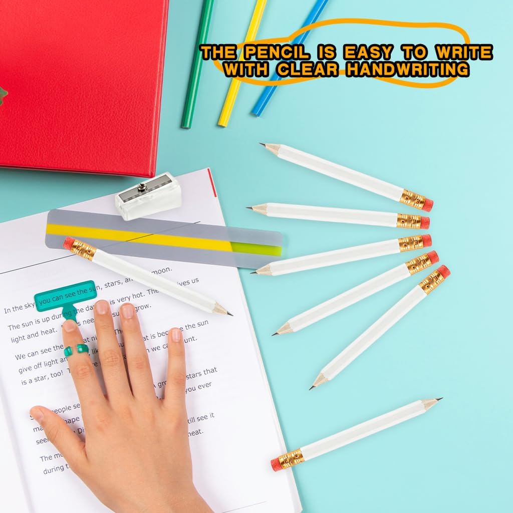 320 Pieces Golf Pencils Half Pencils Bulk with Eraser HB Small White Pencil with 2 Pencil Sharpeners for School Office Writing Bridal Wedding