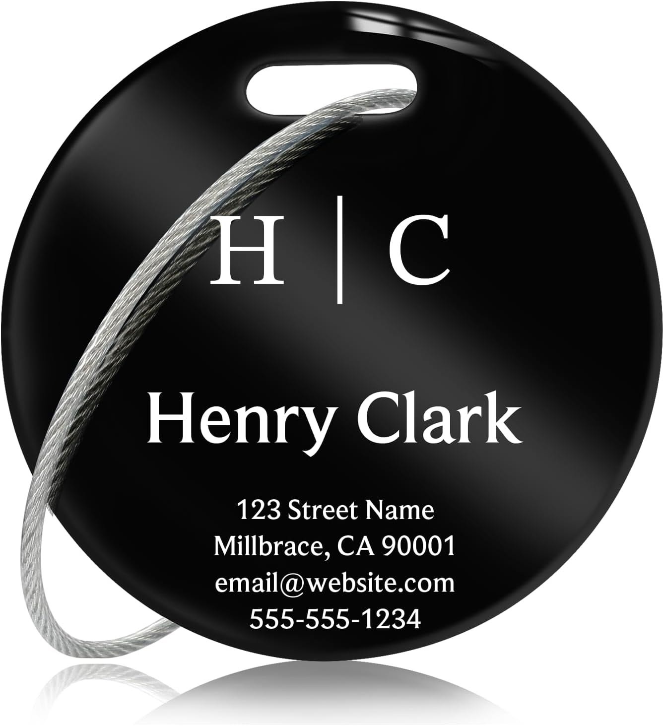 Personalized Luggage Tags for Suitcases - Stainless Steel Custom Luggage Tags for Backpacks & Bags, Sturdy, Waterproof & Heavy Duty (Black/Round)