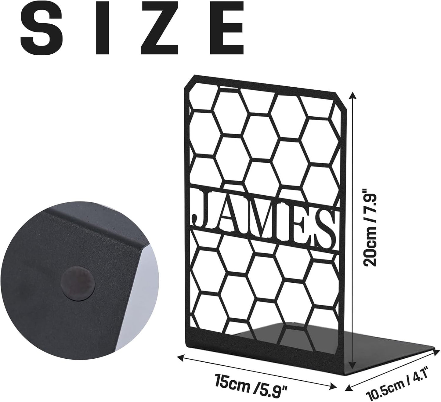 Personalized Name Metal Book Ends 2 Pcs, Unique Bookends for Shelves Room Decorative, Heavy Duty Metal Bookends, Non-Slip Book Stopper, Book Shelf Holder for Home Office School, Book Lovers Gifts