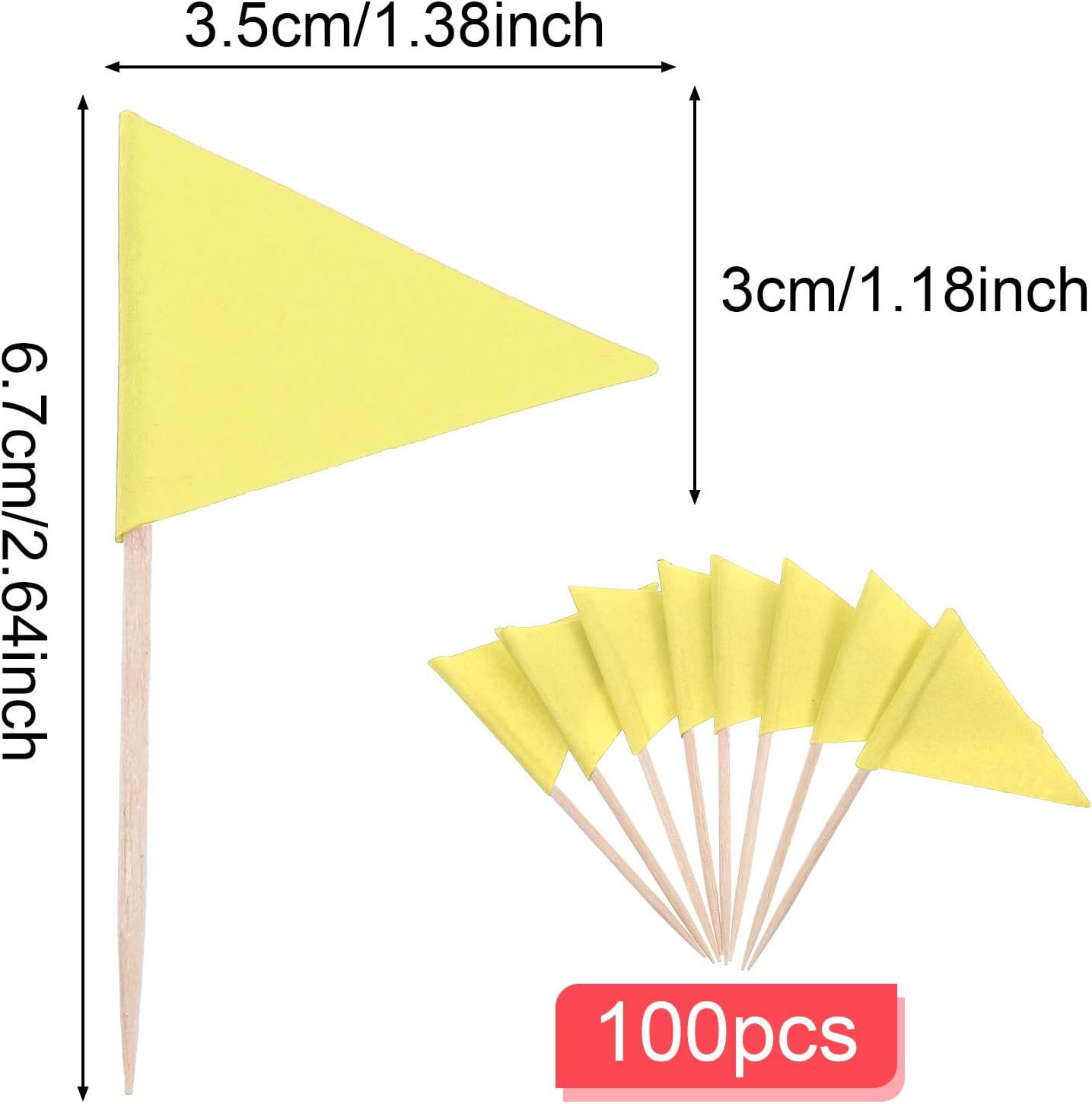 100 Pcs Yellow Flag Toothpicks - Cupcake Topper Sticks for Golf Cupcake Toppers, Mini Flag Toothpicks for Masters Party Decorations & Appetizers