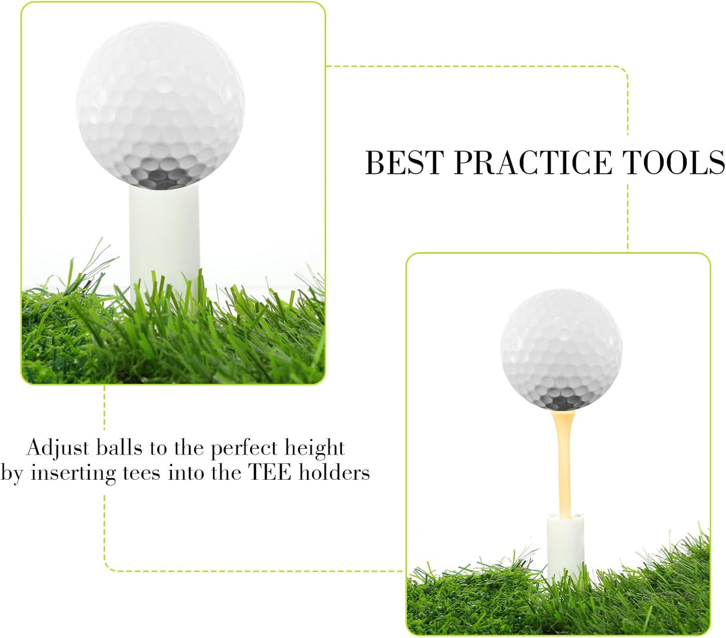 15 Set Golf Rubber Tee Holder Set for Driving Range Golf Practice Mat Indoor Outdoor Size 1.5 Inch (15 Golf Rubber Tee Holders, 15 Bamboo Tees)