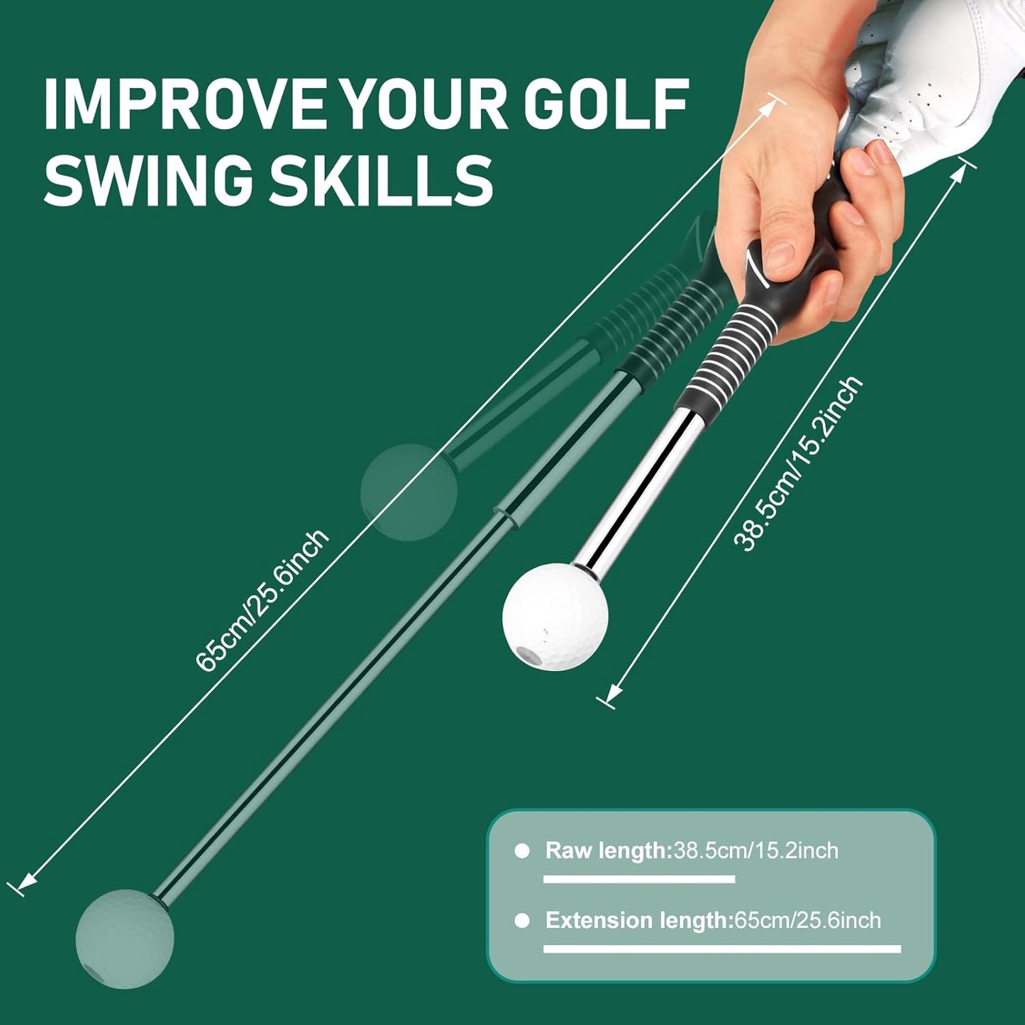 Golf Grip Swing Training Aid - Retractable Click Club Trainer Indoor Practice Warm Up Stick Flexible Telescopic Short Club Tempo Sound Release Trainer Devices