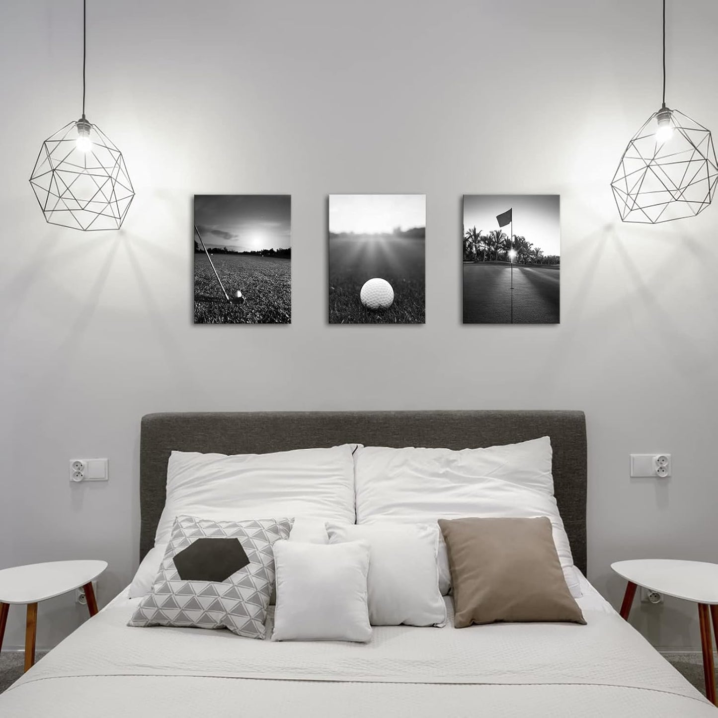 Artmyharbor Golf Canvas Wall Art for Living Room Decor Black White Golf Course Sport Picture Golfing Office Wall Decor