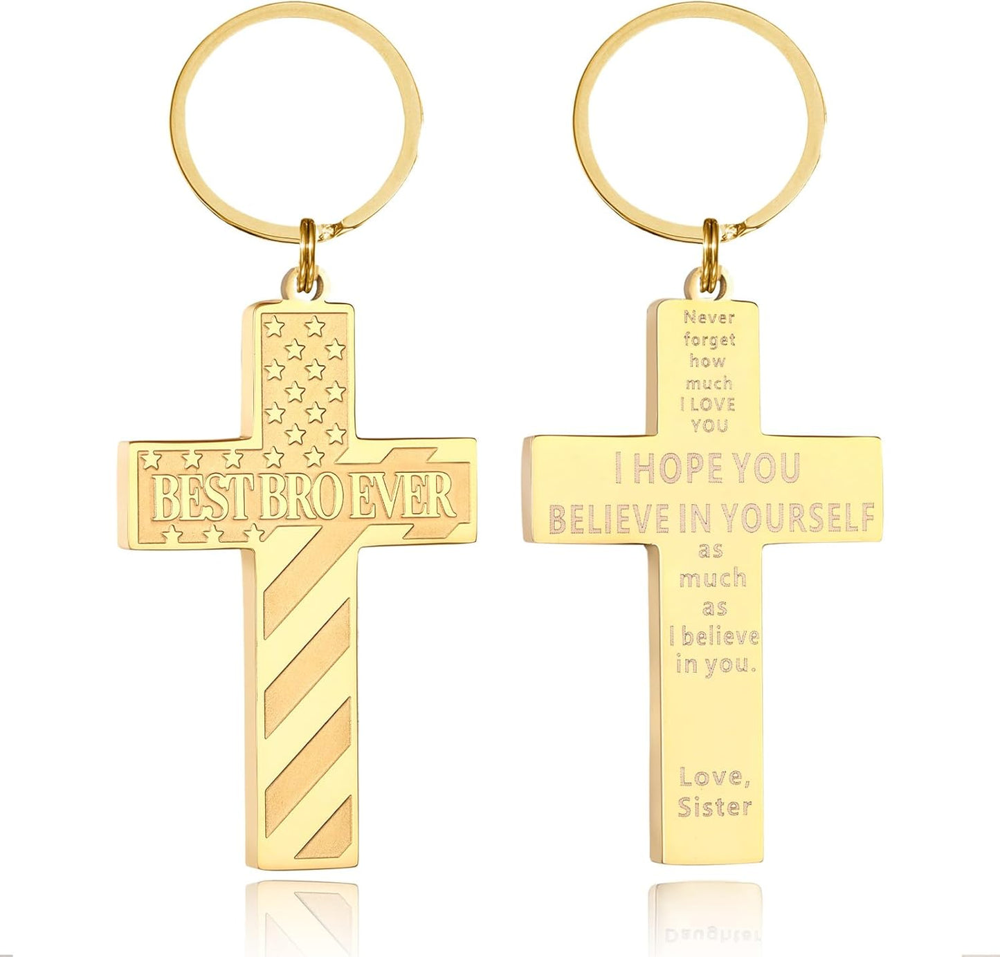 Football/Baseball/Soccer/Basketball Cross Keychains for Men First Communion Baptism Confirmation,Mens Gifts