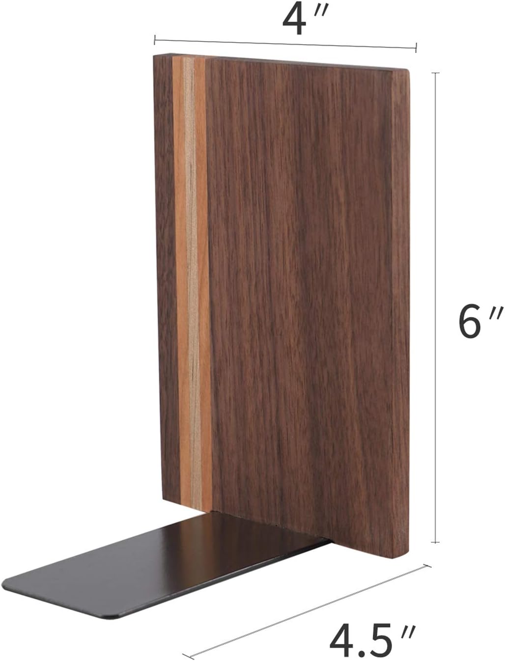 Muso Wood Artist Bookends, Decorative Bookshelf Book Ends Heavy Duty Bookends Desktop Organize Books Wooden Book Ends for Home Office Kitchen 6"x4" Walnut 4pcs