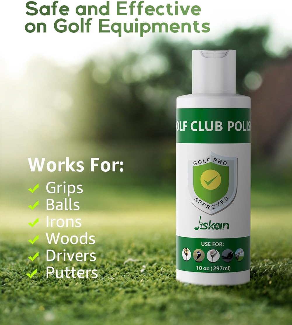 Pro Golf Club Polish, Golf Club Cleaner, Golf Club Scratch Remover Golf Club Rust Remover/Golf Club Cleaning Kit - 10 oz of Metal Polish Compound, Essentials Golf Accessories Golf Gifts for Men
