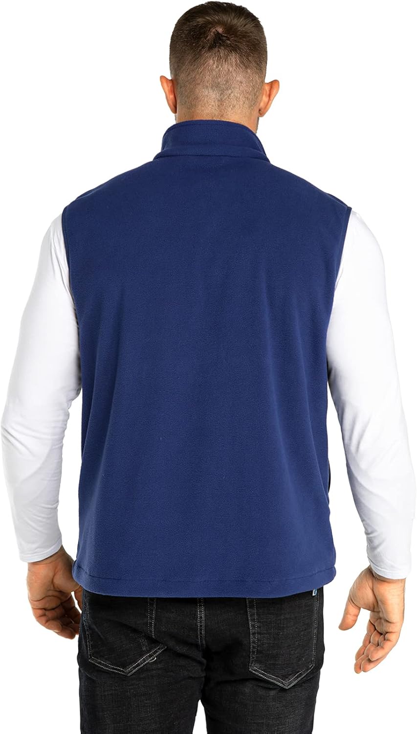 33,000ft Men's Fleece Vest, Lightweight Warm Zip Up Polar Vests Outerwear with Zipper Pockets, Sleeveless Jacket for Winter