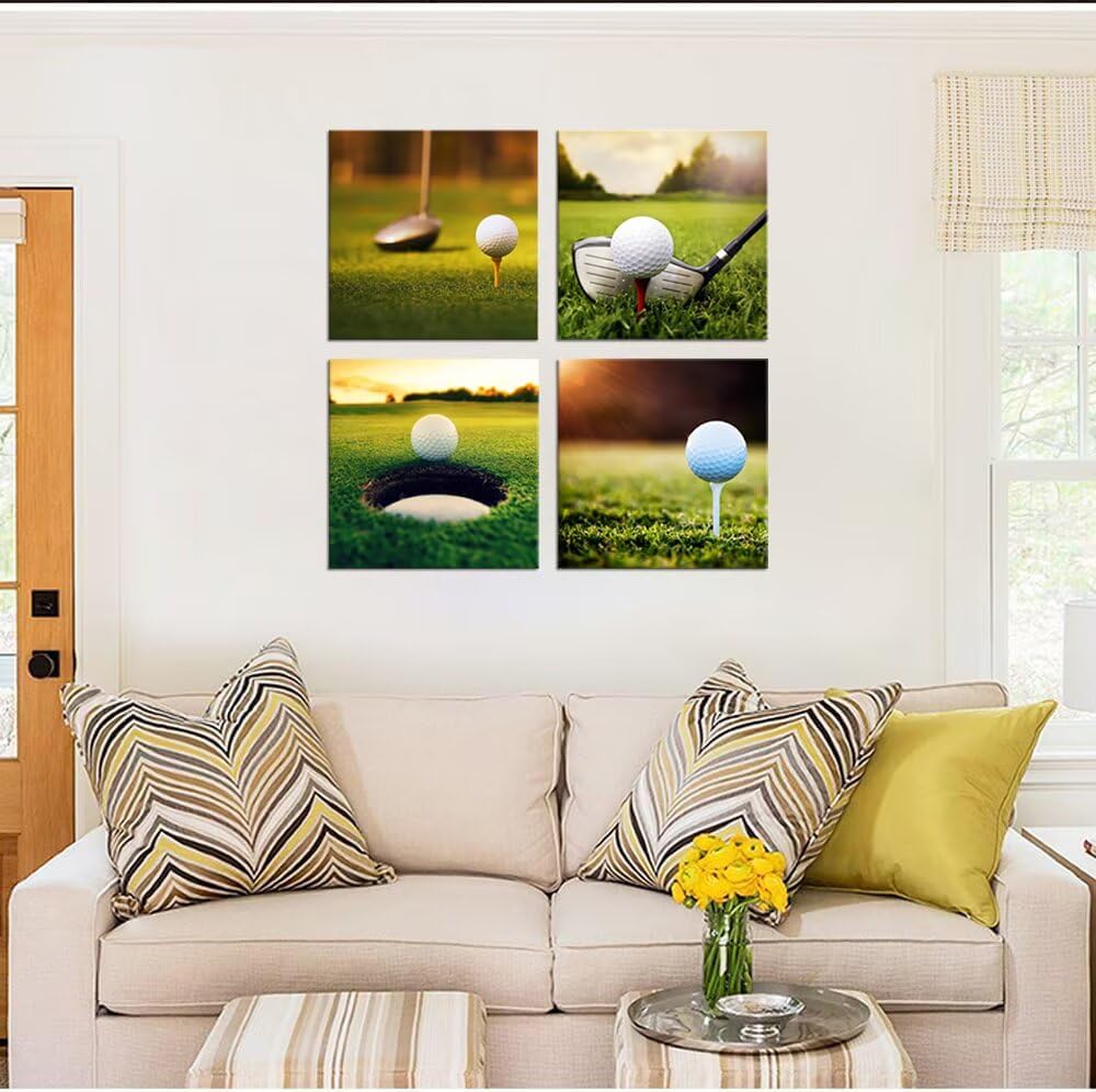 Pankila Golf Wall Art Sunrise Golf Pictures Canvas Prints Golf Course Wall Decor for Living Room Bedroom Bathroom Home Decorations Painting Framed Artwork Ready to Hang (24''W x 24''H x 4)