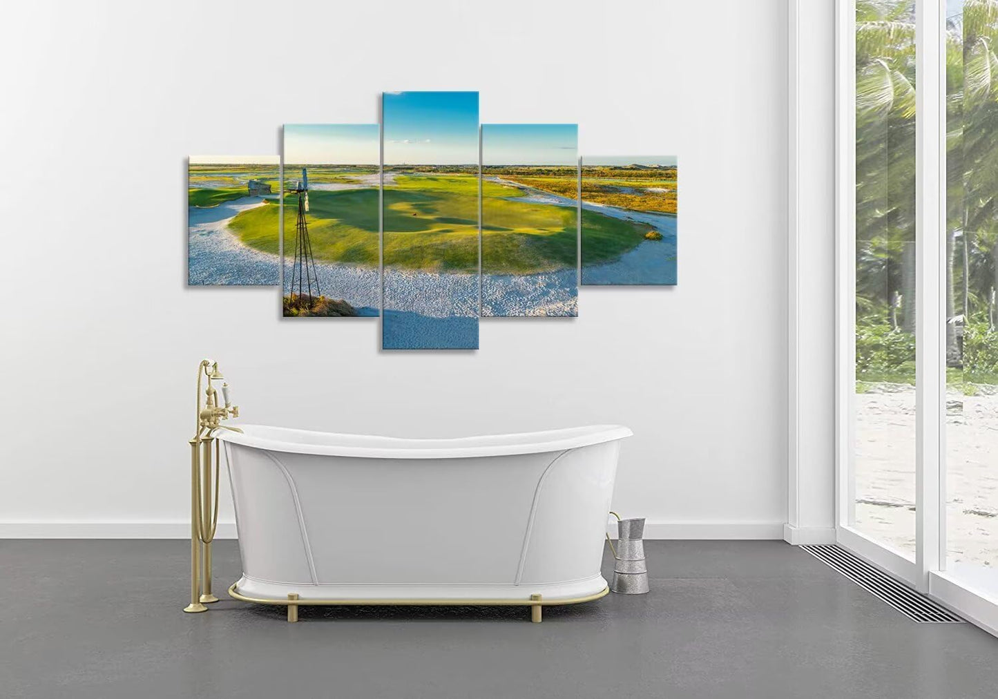 Streamsong Black Course 9th Hole Wall Art for Living Room Bedroom Bathroom Home Decorations Golf Course Pictures Posters Framed Artwork Canvas Prints Ready to Hang(60''W x 32''H)