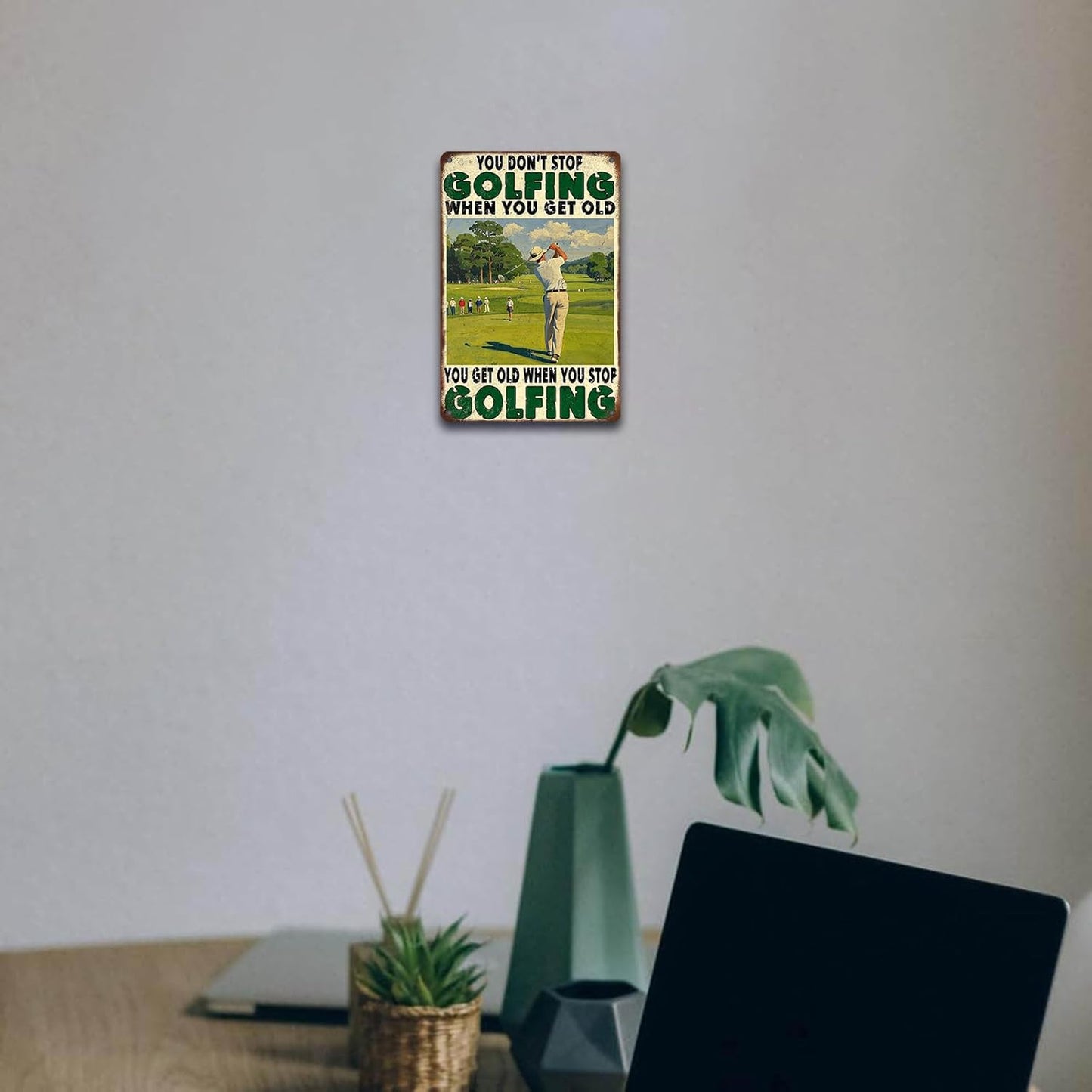 Funny Golf Tin Sign 8x12 Inch Golfing Metal Tin Sign You Get Old When You Stop Golfing Sign Home Kitchen Garden Restaurant Man Cave Wall Decor