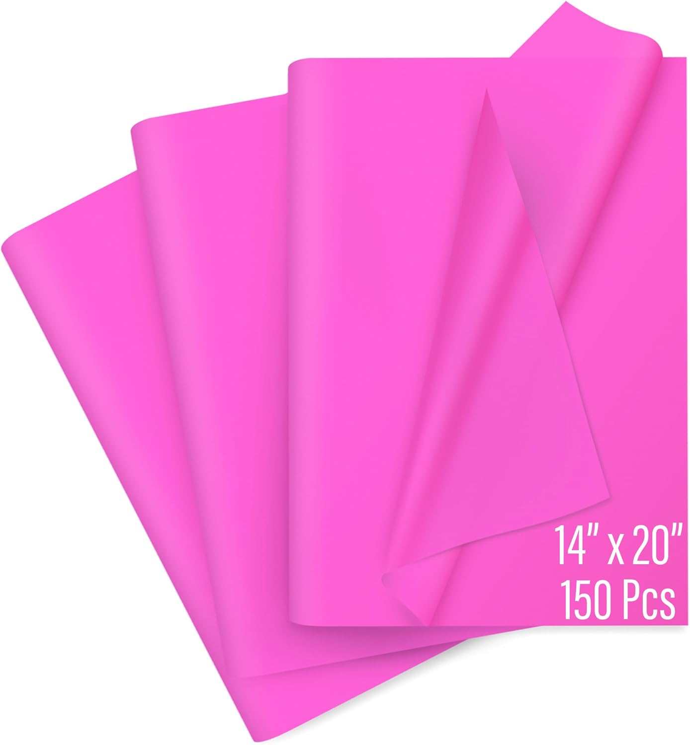 SANZIX 150 Sheets Pink Tissue Paper for Gift Bags Bulk 14"x20"- Hot Pink Tissue Paper Bulk for Gift Wrap, Christmas Gifts, Birthday, Valentine’s Day, Bridal & Baby Shower, Holiday & Xmas Decorations