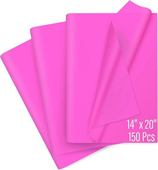SANZIX 150 Sheets Pink Tissue Paper for Gift Bags Bulk 14"x20"- Hot Pink Tissue Paper Bulk for Gift Wrap, Christmas Gifts, Birthday, Valentine’s Day, Bridal & Baby Shower, Holiday & Xmas Decorations