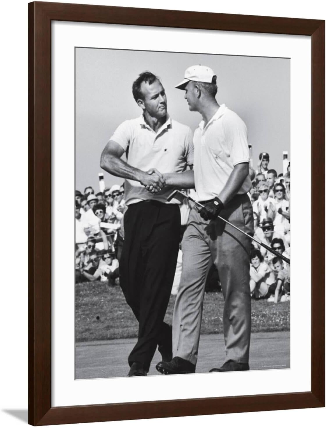 ART.COM Wall Premium Photographic Print Golfer Jack Nicklaus and Arnold Palmer During National Open Tournament on Brown Frame by John Dominis, 32" x 40"