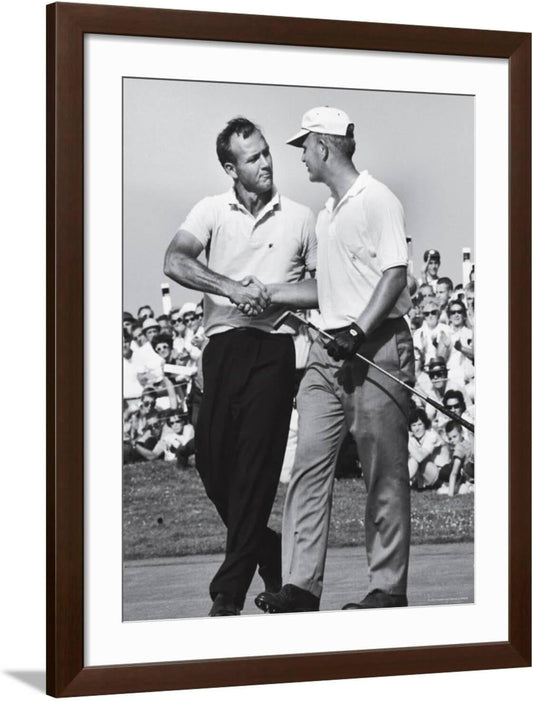 ART.COM Wall Premium Photographic Print Golfer Jack Nicklaus and Arnold Palmer During National Open Tournament on Brown Frame by John Dominis, 32" x 40"