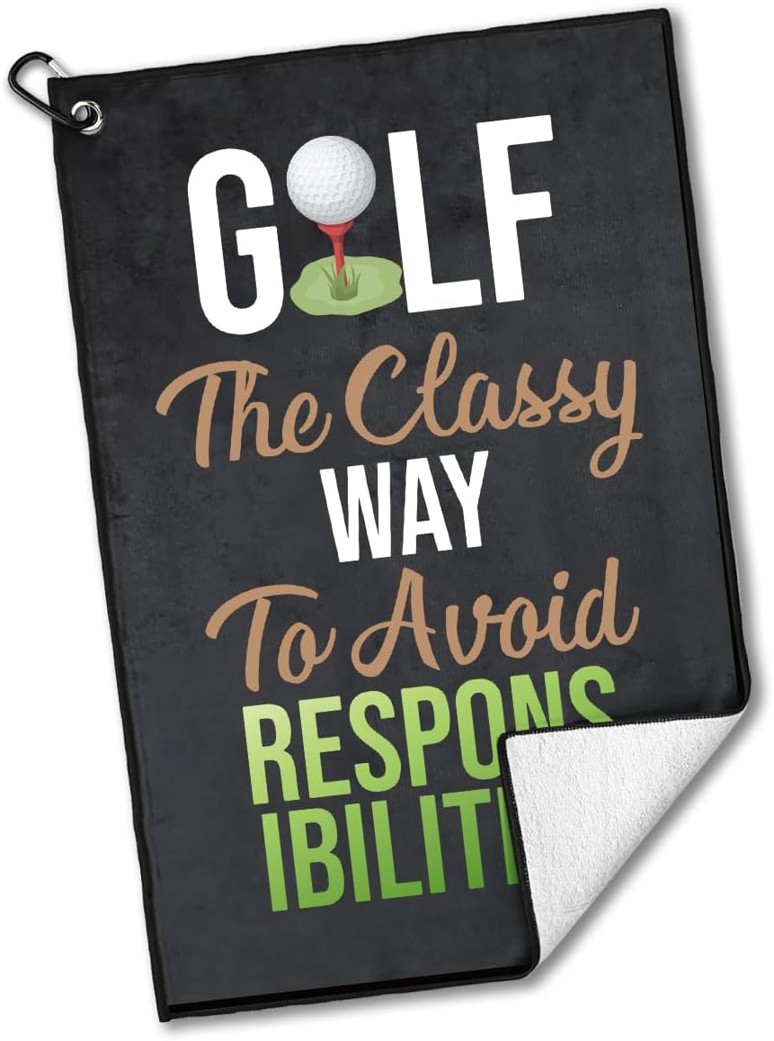 The Classy Way to Golf - Polyester and Cotton Blend Printed Towel, Funny Retro Accessories for Men Women, Gift for Fan Dad Grandpa, Lover Father's Day Birthday Gift