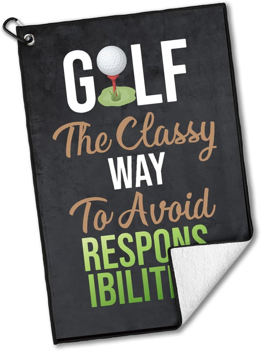 The Classy Way to Golf - Polyester and Cotton Blend Printed Towel, Funny Retro Accessories for Men Women, Gift for Fan Dad Grandpa, Lover Father's Day Birthday Gift