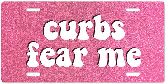 Unique Vanity License Plates | 16 Individual Designs | 3 Sizes (Automobile, Golf Cart, Motorcycle/Bike) | Made in U.S.A. | Custom Car Tags (Curbs Fear Me, Standard (12" x 6"))