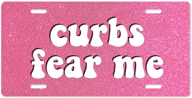 Unique Vanity License Plates | 16 Individual Designs | 3 Sizes (Automobile, Golf Cart, Motorcycle/Bike) | Made in U.S.A. | Custom Car Tags (Curbs Fear Me, Golf Cart (7" x 4"))