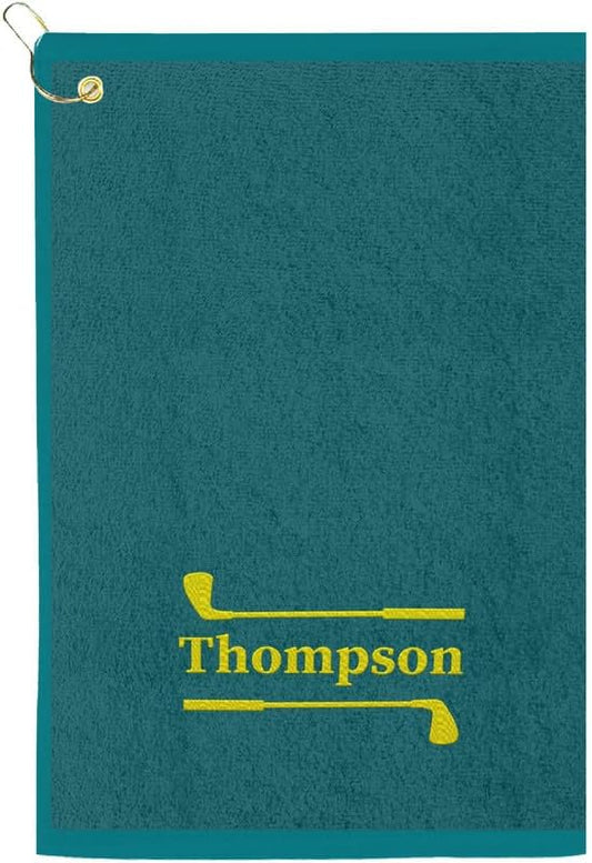 Personalized Passion Golf Towels with Corner Grommet - 16"x26" Customized Velour Cotton Golf Bag Towels with Name - Super Soft and Highly Absorbent - Quickly Remove Dirt and Sweat - Aqua