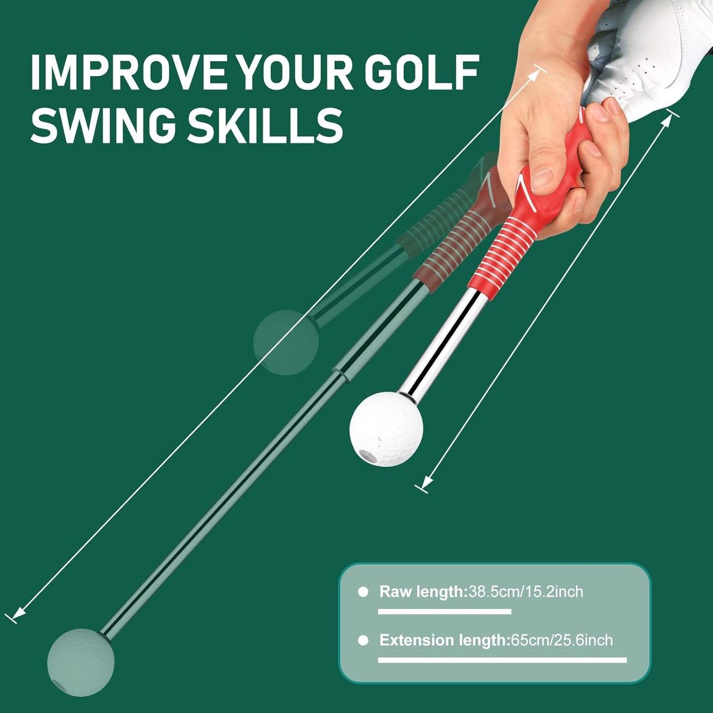 Golf Grip Swing Training Aid - Retractable Click Club Trainer Indoor Practice Warm Up Stick Flexible Telescopic Short Club Tempo Sound Release Trainer Devices