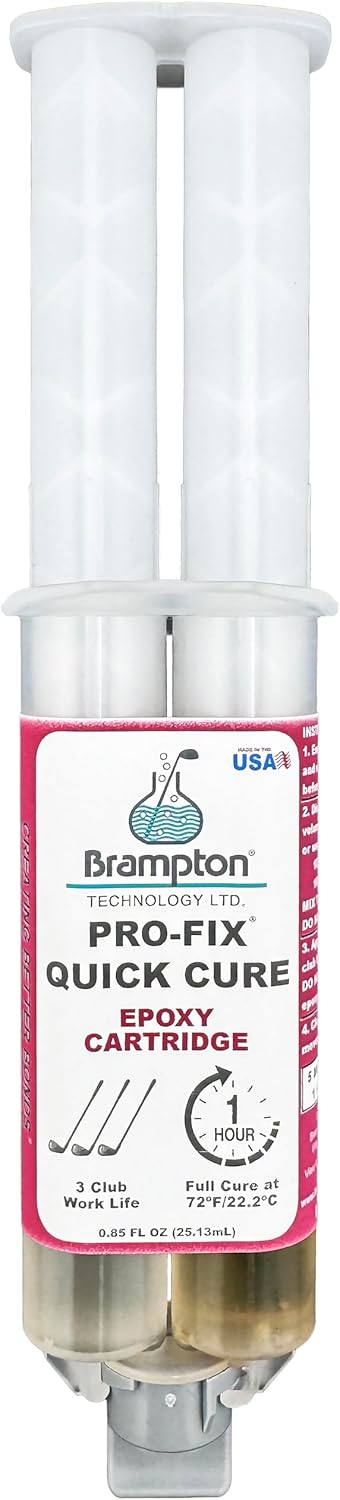 Brampton PRO-FIX Quick Cure Golf Epoxy, 5-Min Work Life, 1 Hour Full Cure, Extra Strength, Impact Resistant, 2-Part Epoxy Glue Kit for Golf Clubs, Shafts, Heads, Drivers, Putters, Easy 1:1 Mix
