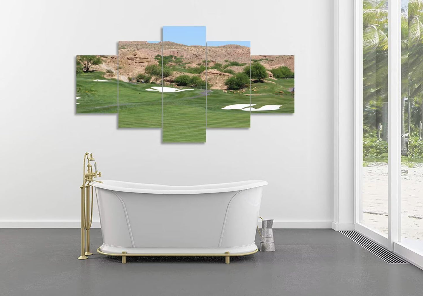 USA Canyons Golf Desert Wall Art for Office Living Room Bedroom Bathroom Wall Decorations Golf Pictures Posters Framed Artwork Canvas Prints Ready to Hang(50''W x 24''H)