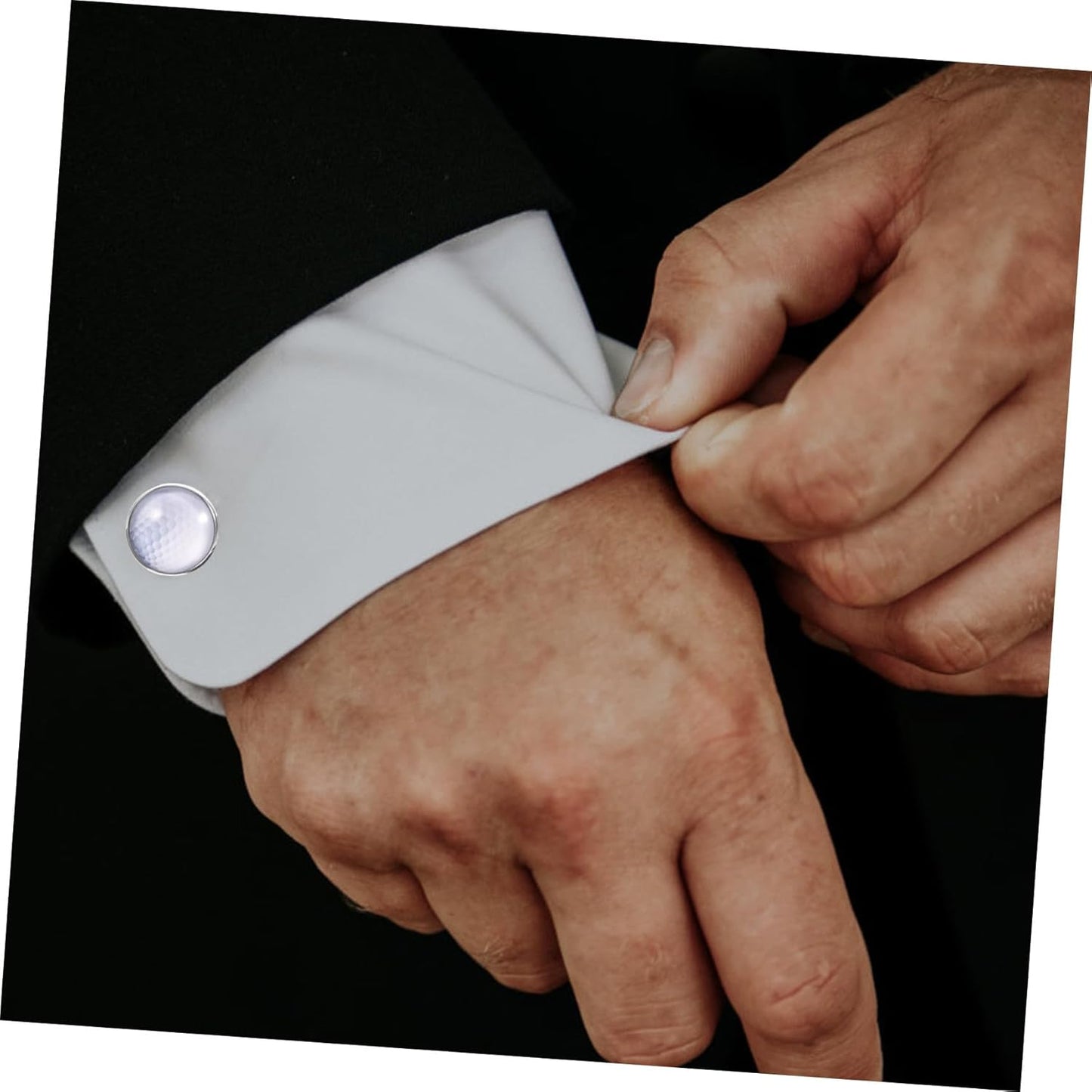 Golf Ball Cufflinks for Men Metal and Glass Suit Accessory Groom Wedding Shirt Studs Stylish Silver Tone Tuxedo Jewelry Easy to Use for Formal Occasions
