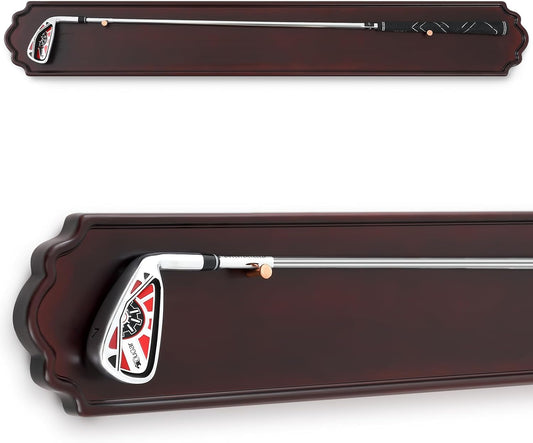 Golf Club Display Case Wall Mount Wooden 42.13 x 5.9 x 0.47 Inch Wall Mount Wooden Storage Display Rack for Antique or Vintage Golf Clubs