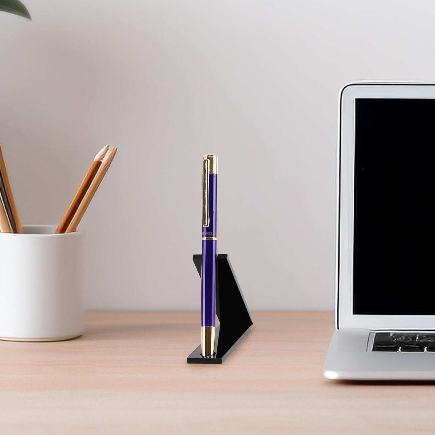 4 Pieces Acrylic Pen Holder Display Stand Black Makeup Brush Rack Organizer Black Pen Stand Paintbrush Drying Rack for Home School Office or Store Use