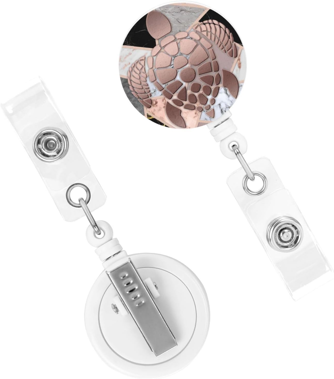 Rose Gold Sea Turtle Badge Reels Retractable Badge Holder with Clip for Id Name Tag Office Worker Student Teacher Nurse Doctor