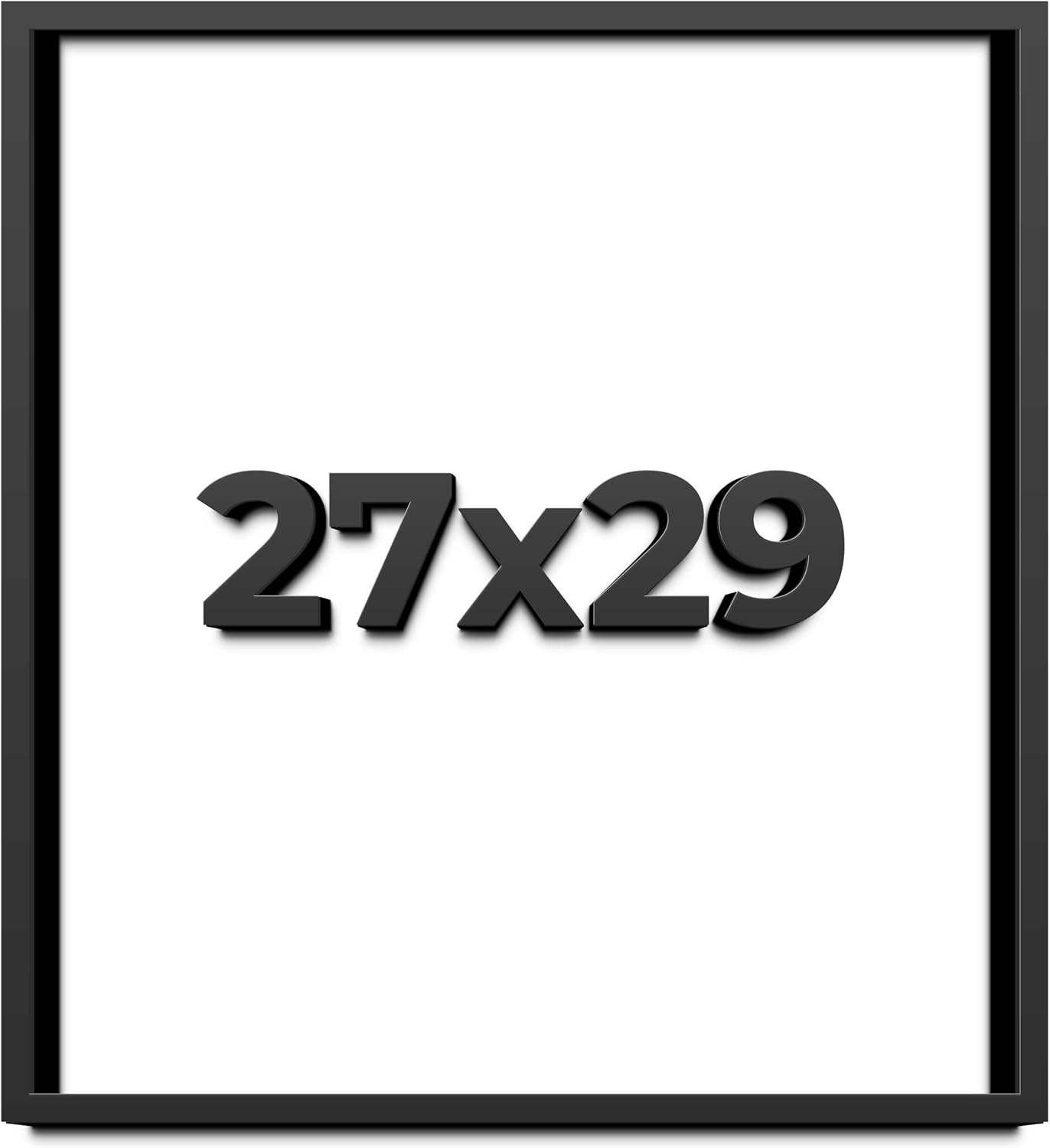 27x29 Shadow Box Black Solid Wood Display Frame with White Acid-Free Backing UV Acrylic & Hanging Hardware - with 3/4" Usable Depth