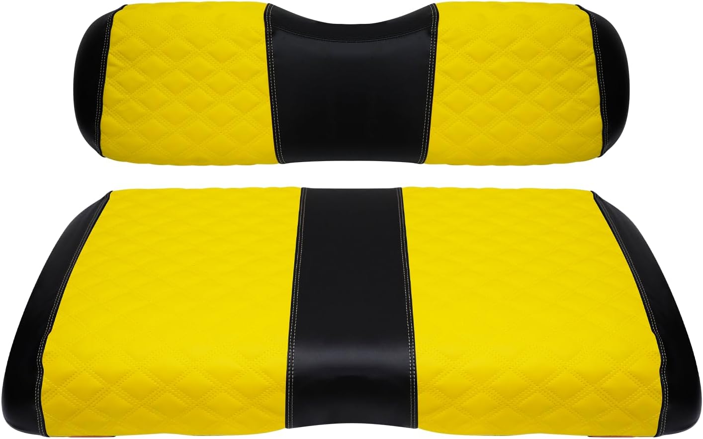 Golf Cart Seat Covers for EZGO RXV 2008 Up Front OEM Universal Seat Cushion, Marine Grade Vinyl Leather EZGO RXV Seat Covers/Easy to Install-Yellow (2PCS)