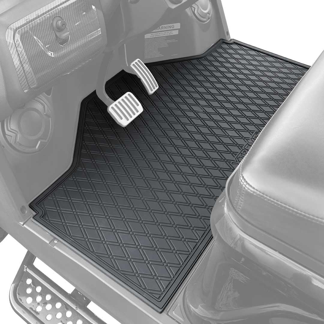 Xtreme MATS Evolution D5 Golf Cart Floor Mat Set - Rubber Double Diamond Design - Fits DMAX, GT 4 & 6, D5 Including Evolution Maverick and Ranger Trims (All Black, D5 Front Row Only)